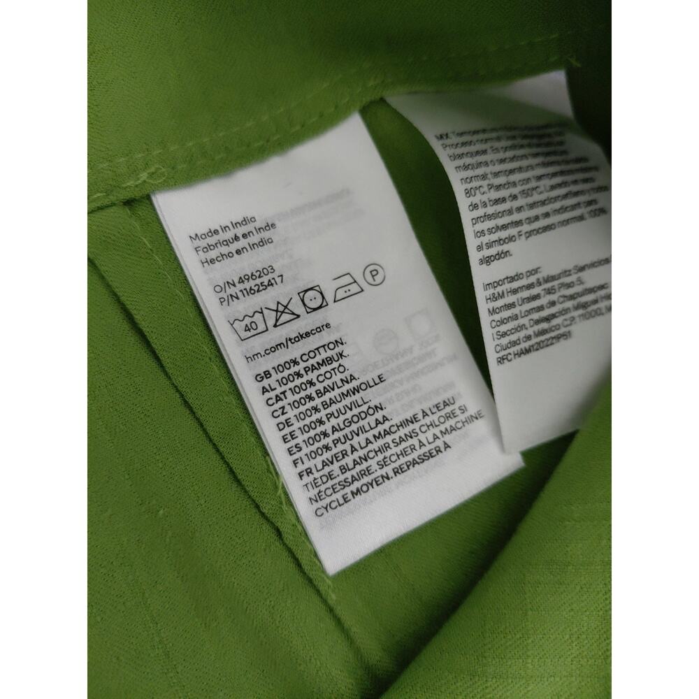 H&M Skirt Maxi Real Wrap Skirt MEDIUM 100% Cotton Lime Green Spring Summer Boho - Picture 13 of 13